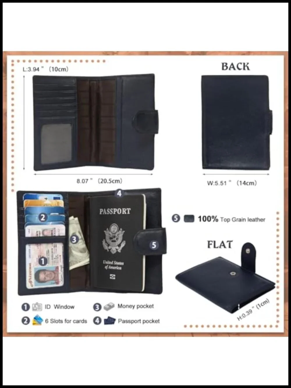 Genuine Leather Passport Holder Travel Wallet Card Case for Men Women Unisex